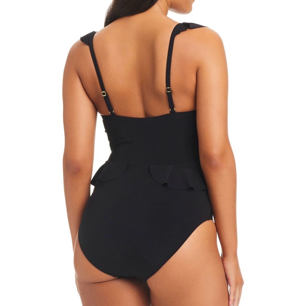 Beyond Control Women's Ruffled One-Piece Swim Black Size 14 - Picture 2 of 10